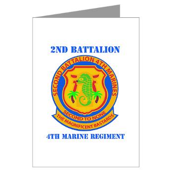 2B4M - M01 - 02 - 2nd Battalion 4th Marines with Text - Greeting Cards (Pk of 10)